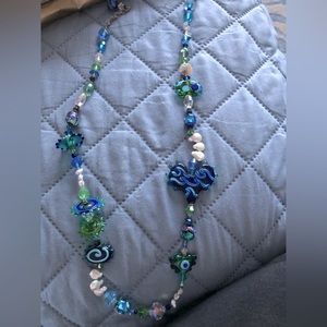 Handmade glass bead necklace